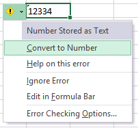 How to convert a number stored as text to a 