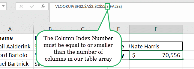 The column index number is now the same as the number of columns in the vlookup syntax.