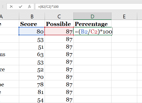 What Is The Formula To Find Percentage In Ms Excel