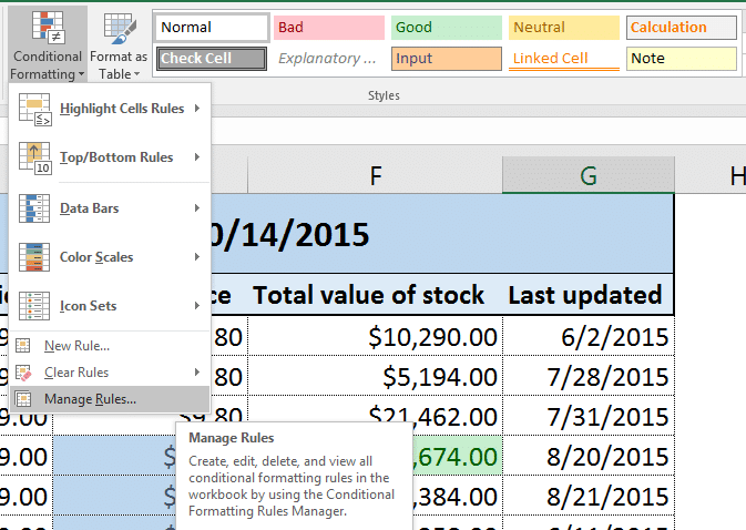 excel formula for conditional formatting rules in another tab mac