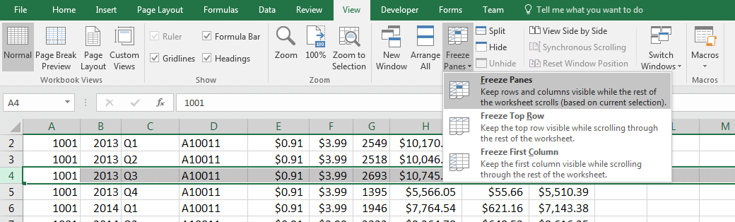 how to freeze top 3 rows in excel 2016