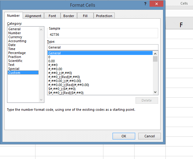 Picture 34 Format cells as custom