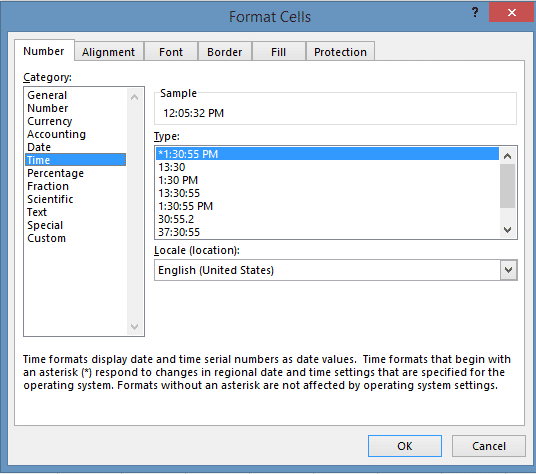 Picture 51 Format cells as time