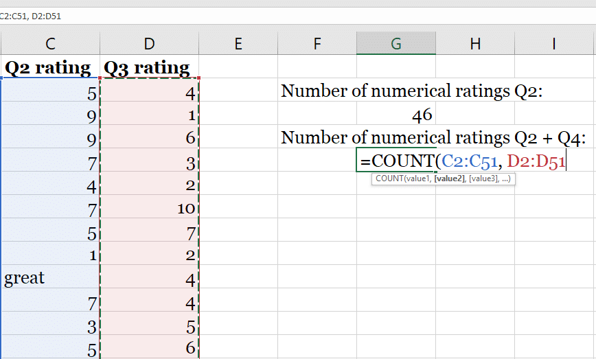 Count How Many Columns Have Values In Excel