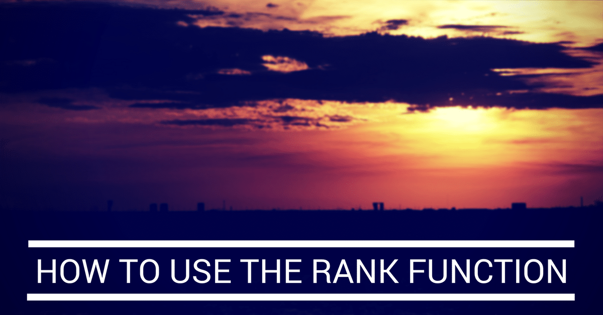 RANK function Excel