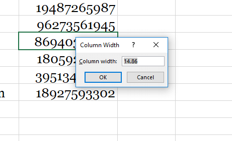 set default column width in excel for mac