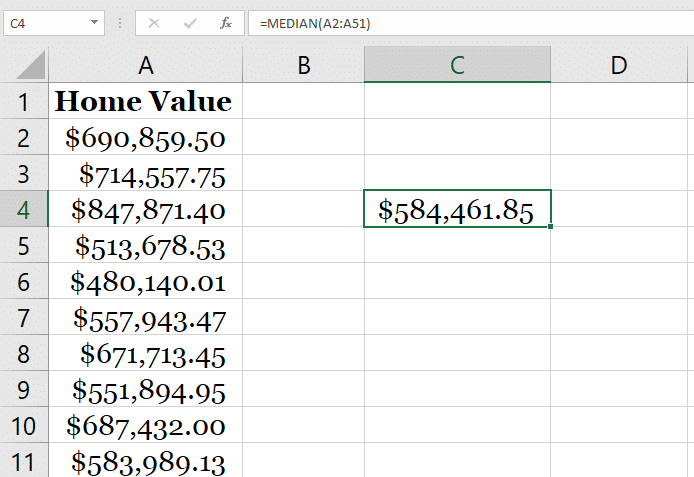 How To Find The Median In Excel Using The Function Median 5066