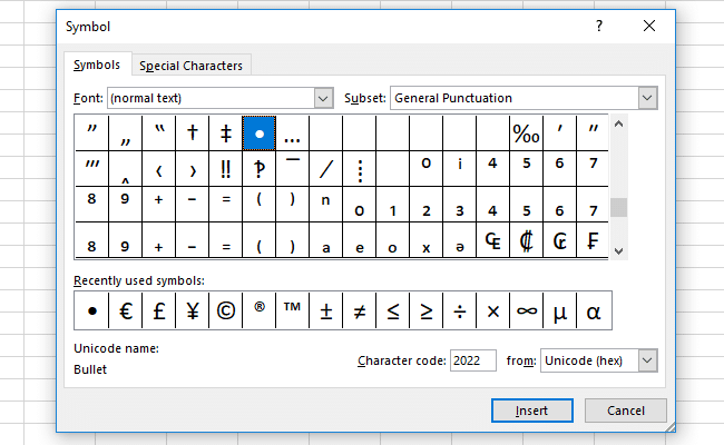 mathematical normal table Characters Insert Special in Excel to Symbols How and