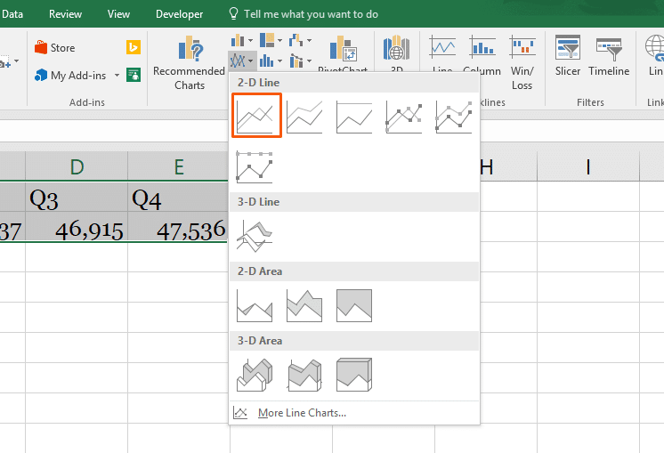 Insert A Line Chart In Excel