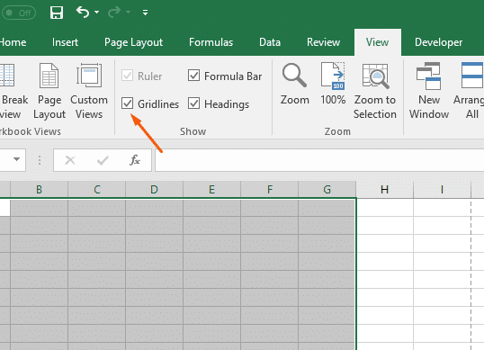 How To Show Gridlines In Excel