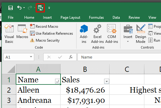 excel button for macro mac