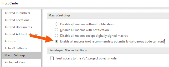 Enable all macros