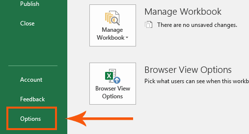 click options annotated select options from the file tab