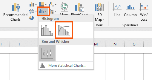 pareto histogram insert statistic chart
