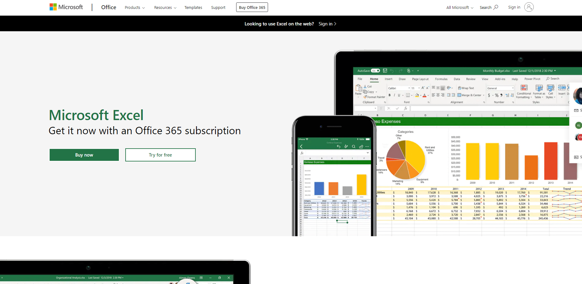 home page of microsoft excel