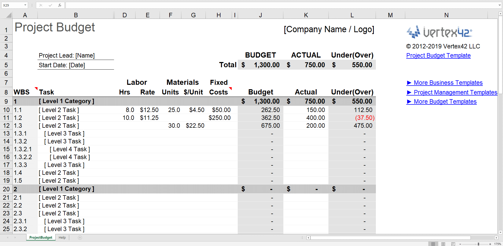 Family Budget Excel Template Database