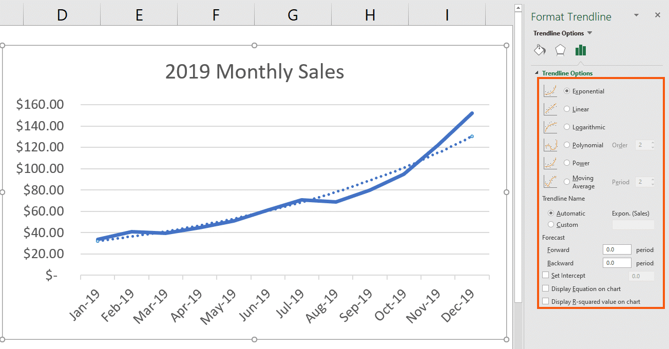 insert a trendline equation in excel for mac