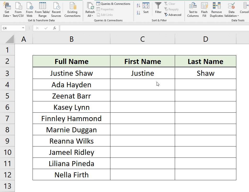 How To Split First Last Names In Excel Includes Formulas Mobile Legends