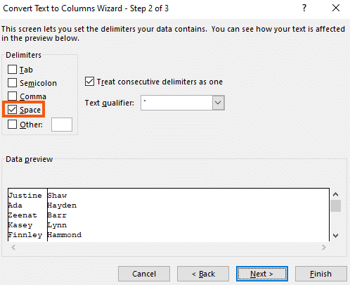 openoffice space delimited file