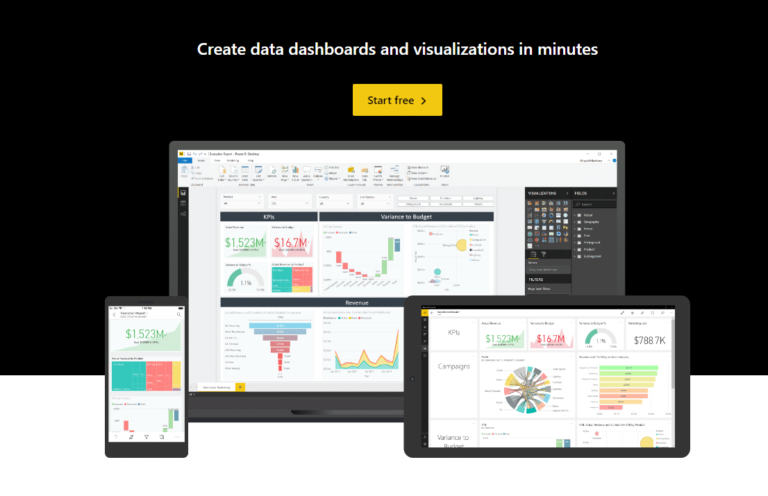 Power BI: Create data dashboards and visualizations in minutes