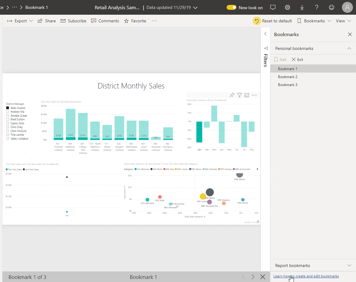 Power BI Bookmarks What are they? And how to use them!