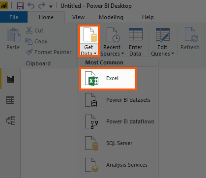 excel-get-data Select Excel after clicking the down arrow on the ‘Get Data’ icon