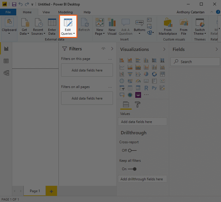 Access Power Query Editor by clicking the ‘Edit Queries’ button on the ribbon