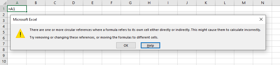 excel for mac circular reference