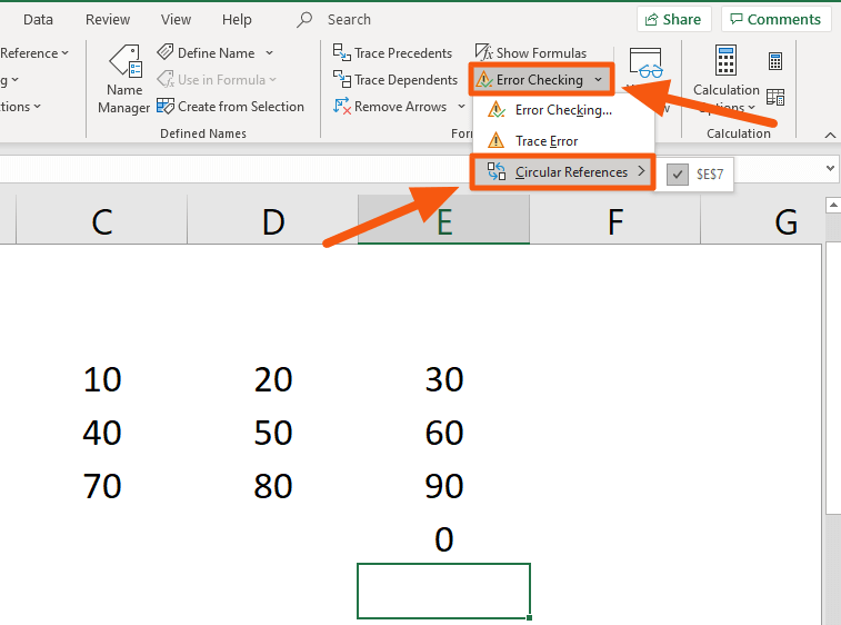 how to remove circular references in excel