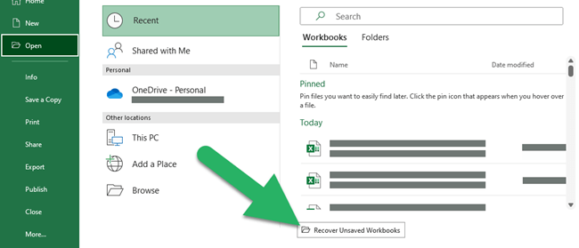 1 – Recover Unsaved Workbooks Recover unsaved Excel files from the open Excel file tab