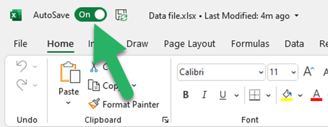 11 – Toggle on AutoSave Enable autosave to recover an unsaved excel document in the future