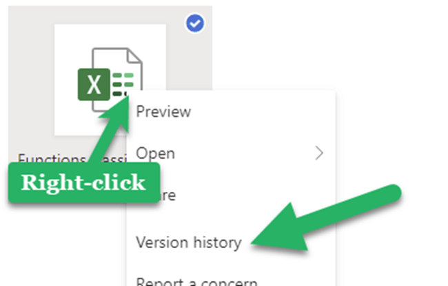 5 – Right-click file in OneDrive Recover unsaved excel files if excel files saved in onedrove