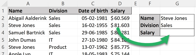 INDEX MATCH multiple criteria example