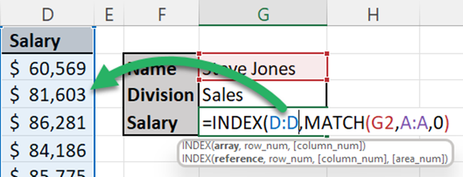 INDEX return array