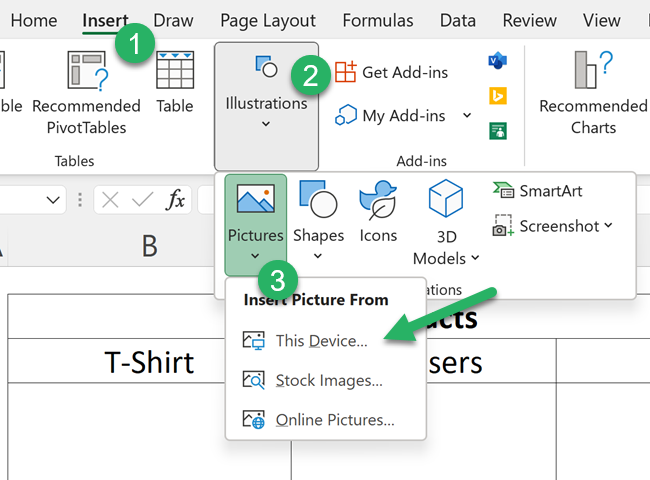 2 – Insert tab Insert picture from Insert tab