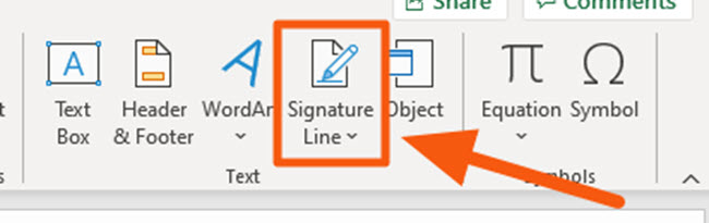 Insert a signature line in Excel