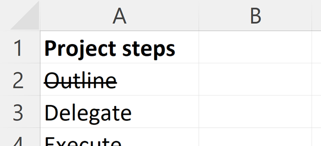 Excel strikethrough result