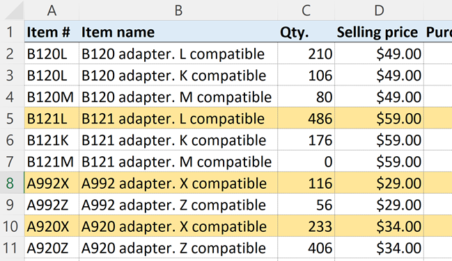 Conditional formatting in Excel - highlight entire row based on value