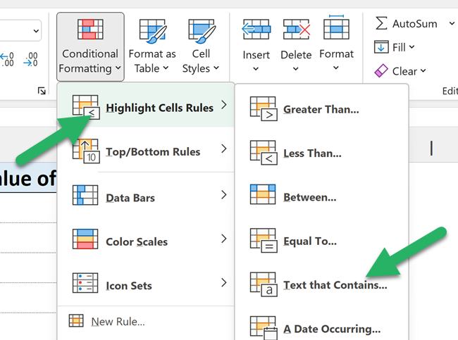 Conditional formatting in Excel - click highlight cells rules