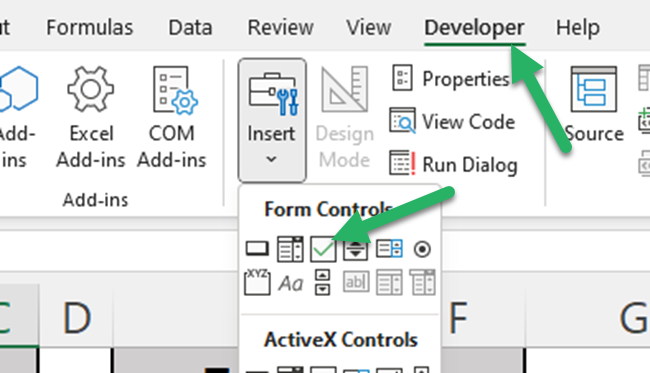 Checkbox in Excel - Insert Form Controls Check Box