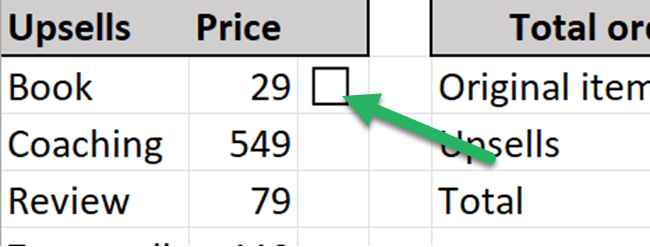 Checkbox in Excel - Form Controls Check Box small example