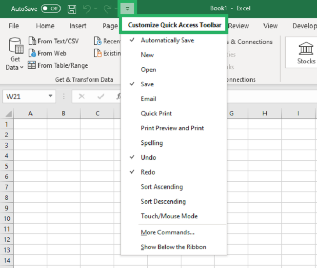 04 quick access toolbar The Quick Access Toolbar in Excel on Windows