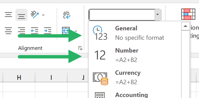 You can select different number formats for numbers, currencies, dates, etc.