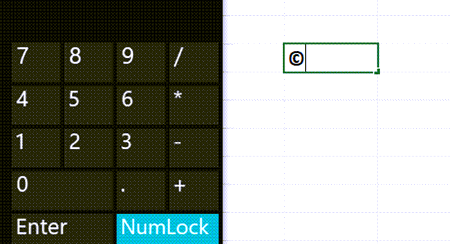 How to insert special characters in Excel using the on-screen keyboard and Alt character codes