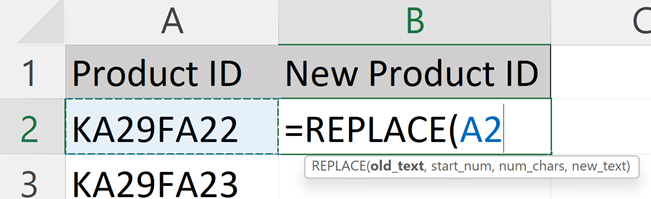 Excel replace function - reference to old text argument of syntax