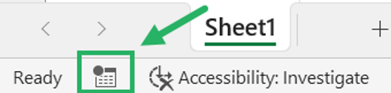 The Status Bar is at the bottom left corner of the Excel window
