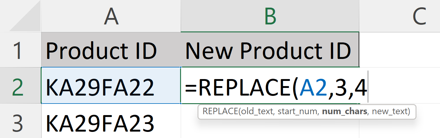 Excel replace function - number of characters to replace