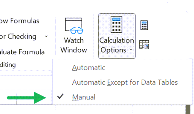 A check mark is shown next to the current calculation mode