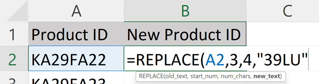 Excel replace function - new text argument