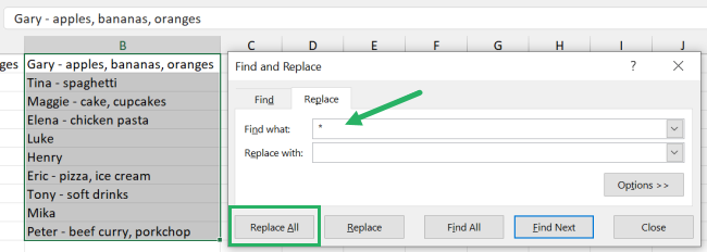 Find and Replace can be used to handle any text string in Excel